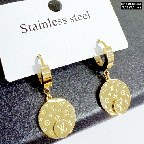 Сережки мед.сталь14К 10700 (3,2см.)